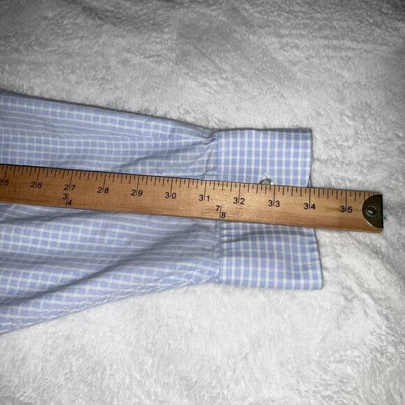 Chaps Big Fit Dress Shirt 20 34/35 Blue Check Button Front Long Sleeve Classic - Picture 7 of 9